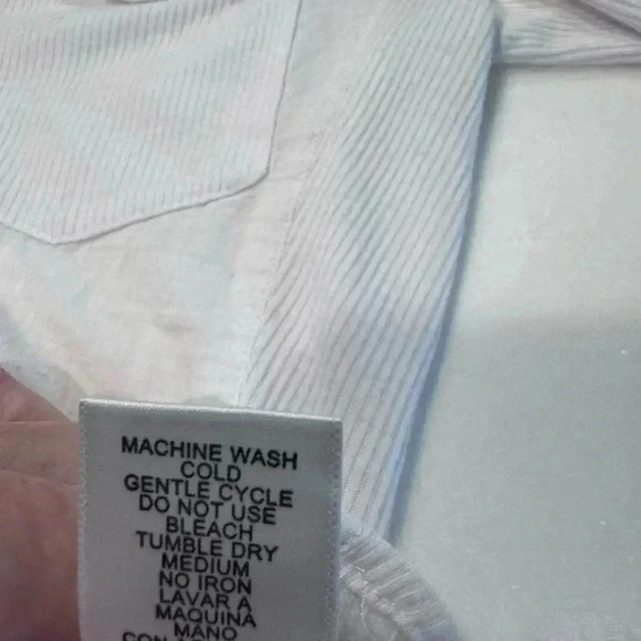 Love Tree Top Womens Button Up Rolled Sleeve Top W/ribbed Accents & Pockets Sz S - Picture 5 of 12